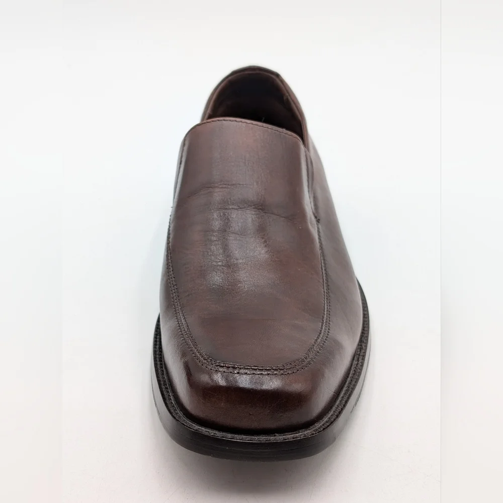 Johnston & Murphy Size 10.5M Classic Brown Genuine Leather Loafers Elastic Gore